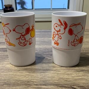 Peanuts White and Orange Mixed Media Art Cups